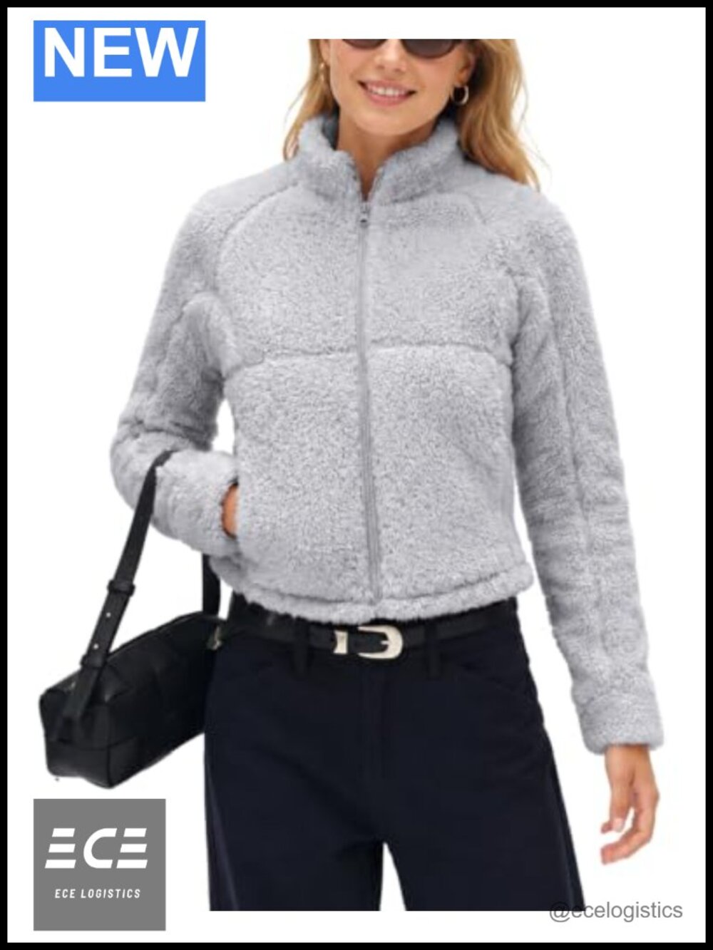 Cropped Sherpa Fleece Jacket Full Zip Lightweight Winter Coat